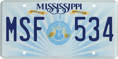 MS license plate MSF534
