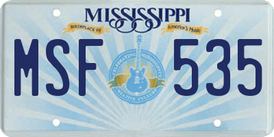 MS license plate MSF535