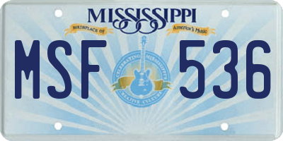 MS license plate MSF536