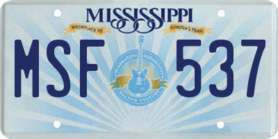 MS license plate MSF537