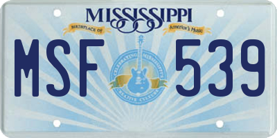 MS license plate MSF539