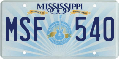 MS license plate MSF540