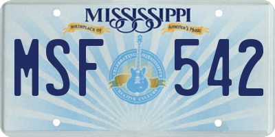 MS license plate MSF542