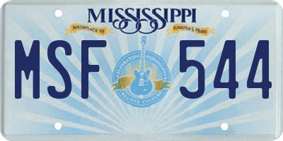 MS license plate MSF544