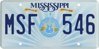 MS license plate MSF546