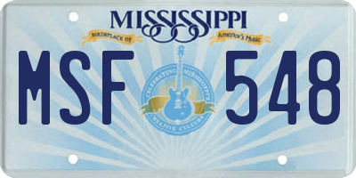 MS license plate MSF548