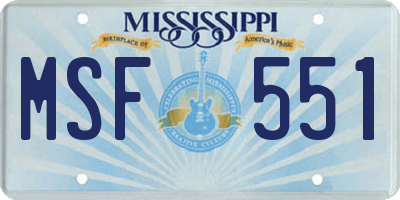MS license plate MSF551