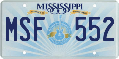MS license plate MSF552