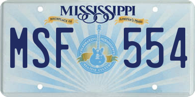 MS license plate MSF554