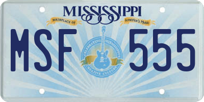 MS license plate MSF555