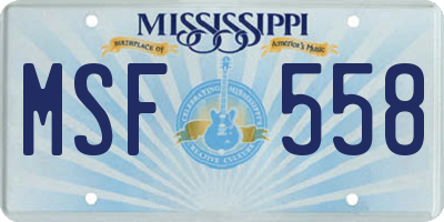 MS license plate MSF558
