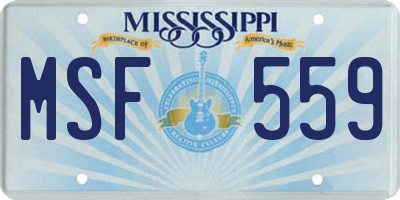 MS license plate MSF559