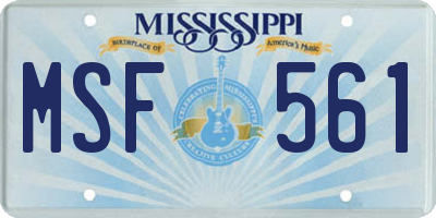 MS license plate MSF561