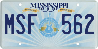 MS license plate MSF562