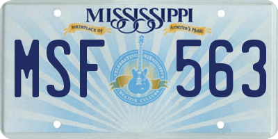 MS license plate MSF563