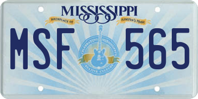 MS license plate MSF565