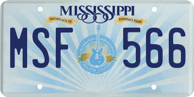 MS license plate MSF566