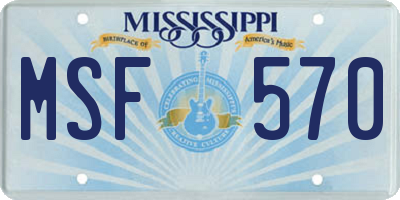 MS license plate MSF570