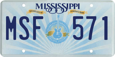 MS license plate MSF571