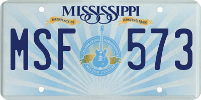 MS license plate MSF573