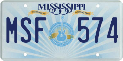 MS license plate MSF574