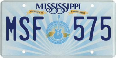 MS license plate MSF575