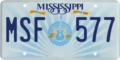 MS license plate MSF577