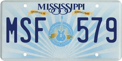 MS license plate MSF579