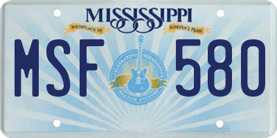 MS license plate MSF580