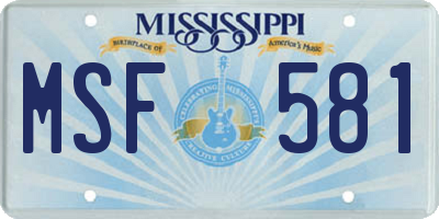 MS license plate MSF581