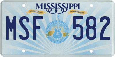 MS license plate MSF582
