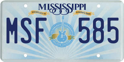 MS license plate MSF585