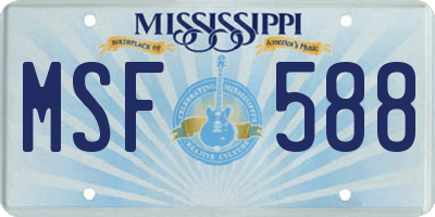 MS license plate MSF588