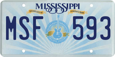MS license plate MSF593