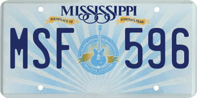 MS license plate MSF596