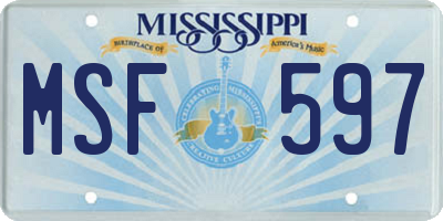 MS license plate MSF597