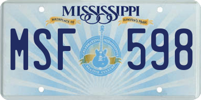 MS license plate MSF598