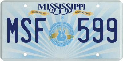MS license plate MSF599