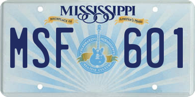 MS license plate MSF601