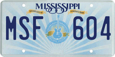 MS license plate MSF604