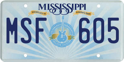 MS license plate MSF605