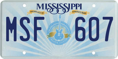 MS license plate MSF607