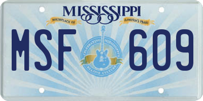 MS license plate MSF609