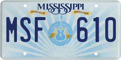 MS license plate MSF610