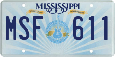 MS license plate MSF611