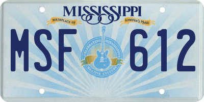 MS license plate MSF612