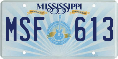 MS license plate MSF613