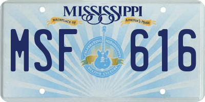 MS license plate MSF616