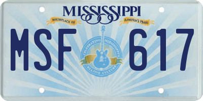 MS license plate MSF617
