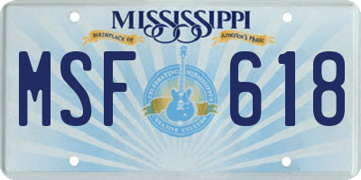 MS license plate MSF618